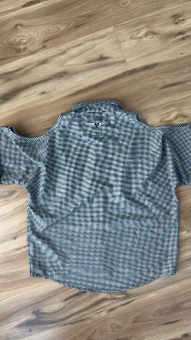 Von Dutch Gingham Cold Shoulder Shirt - Picture 6 of 9